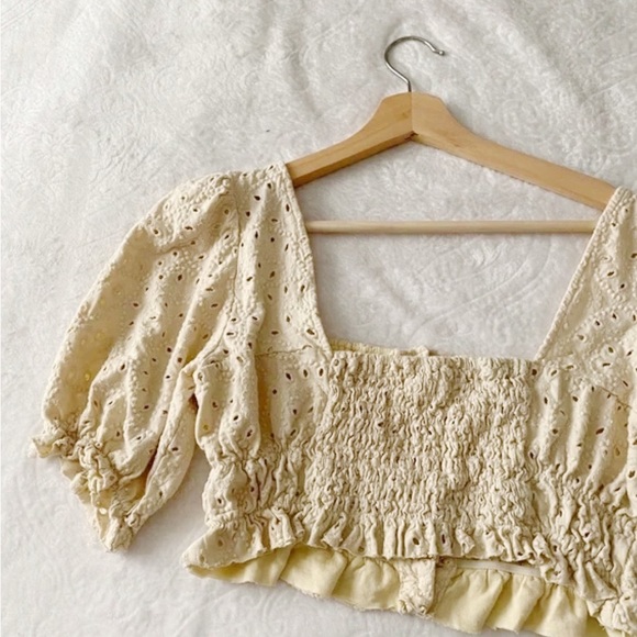 Urban Outfitters Eyelet Lace Cropped Button Down Top - Picture 10 of 11
